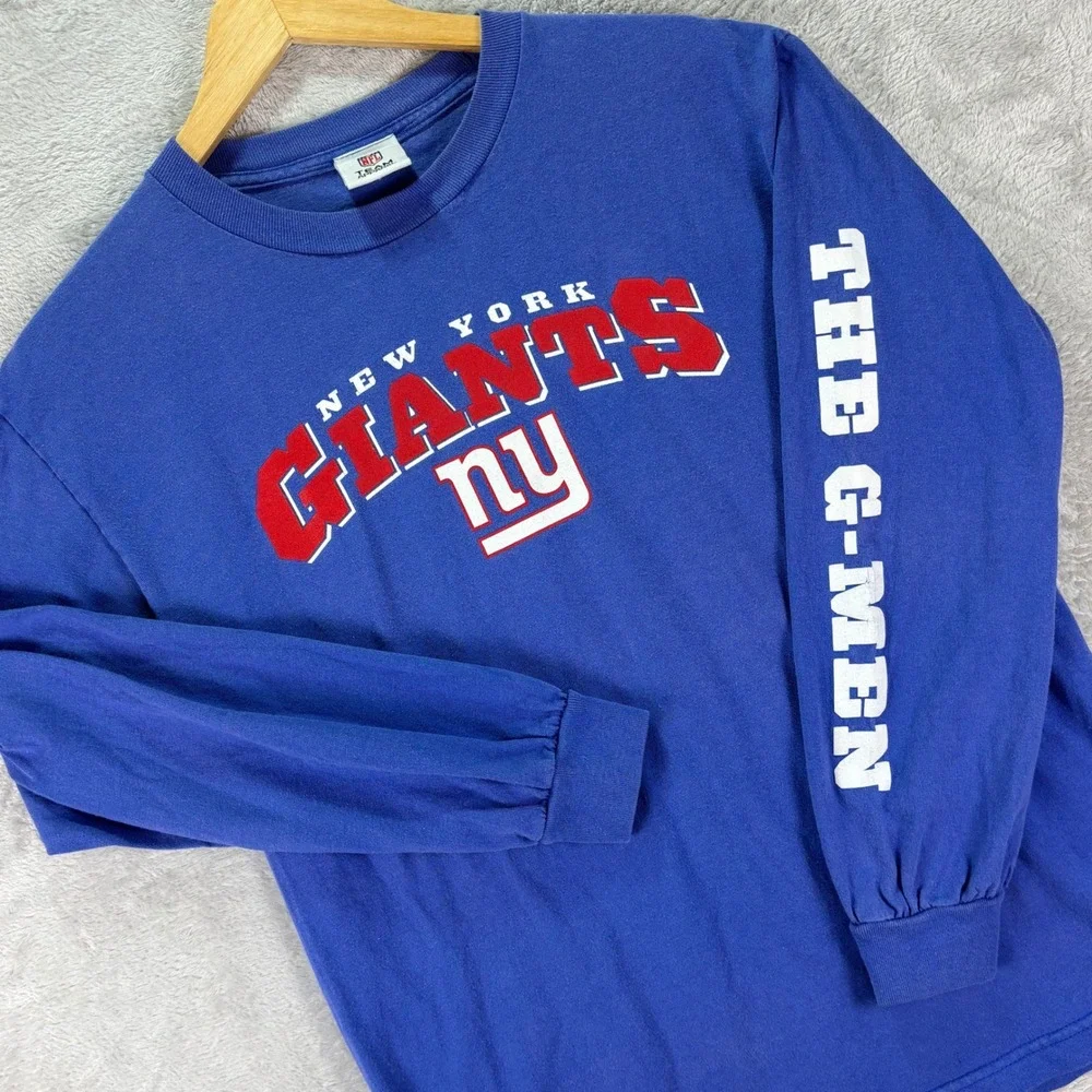 NFL Team Apparel Men's New York Giants Blue Long Sleeve Shirt The G-Men Sz M‎
